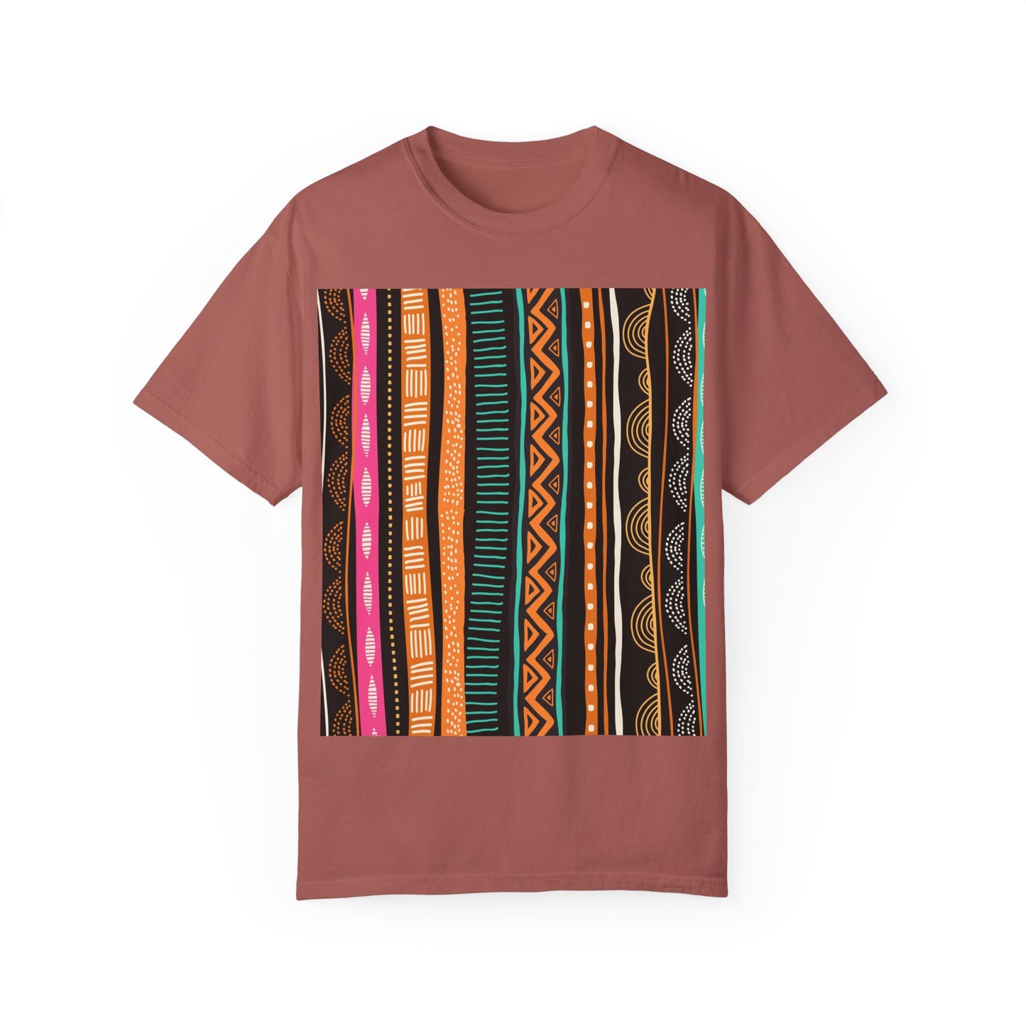 Vibrant Graphic Unisex T-Shirt - Colorful Tribal Stripes Design