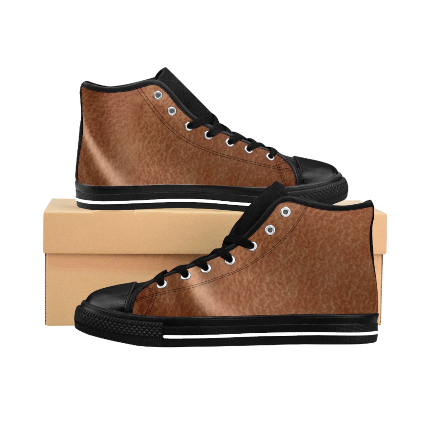 Men's Classic High-Top Sneakers - Stylish Brown Leather Design