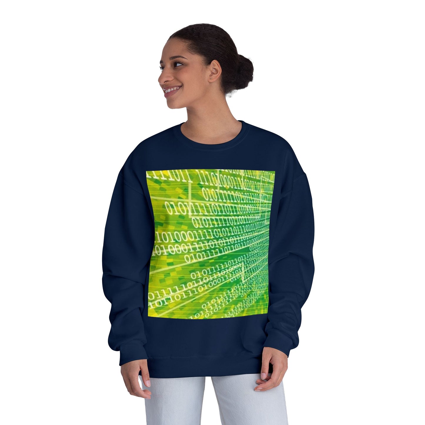 Binary Code Inspired Unisex Crewneck Sweatshirt - Tech Vibe for Cyber Enthusiasts