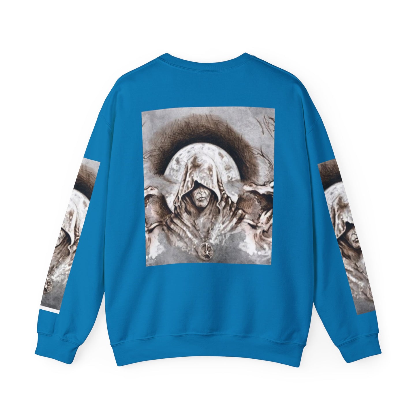 Mystical Hooded Figure Unisex Crewneck Sweatshirt - Fantasy Apparel for Dreamers