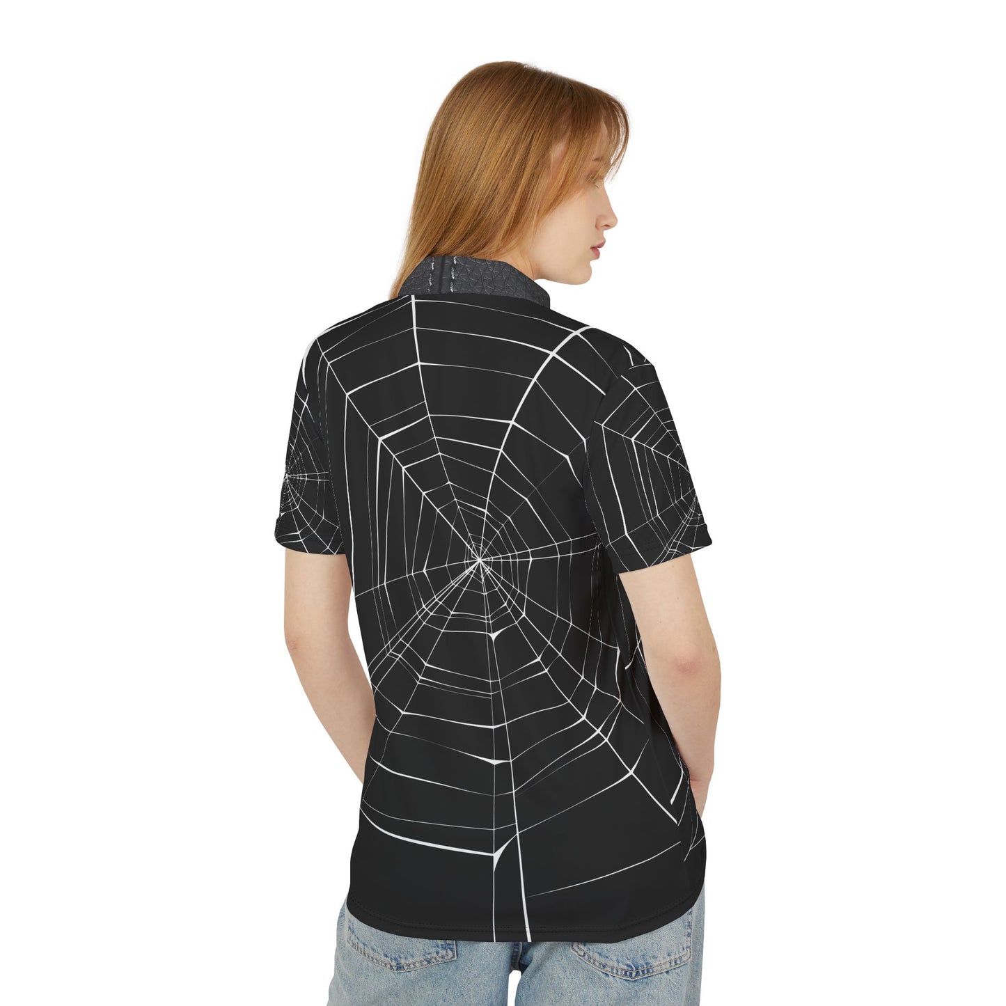 Mysterious Spiderweb Unisex Polo Shirt - Stylish Casual Wear for Halloween & Everyday