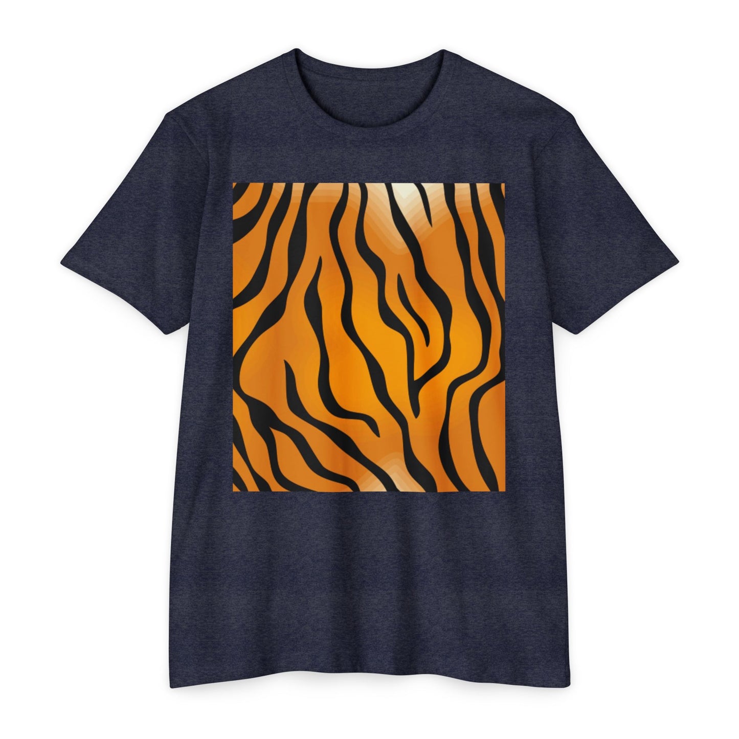 Unisex Tiger Stripe CVC Jersey T-Shirt - Bold Wild Pattern for Casual Wear