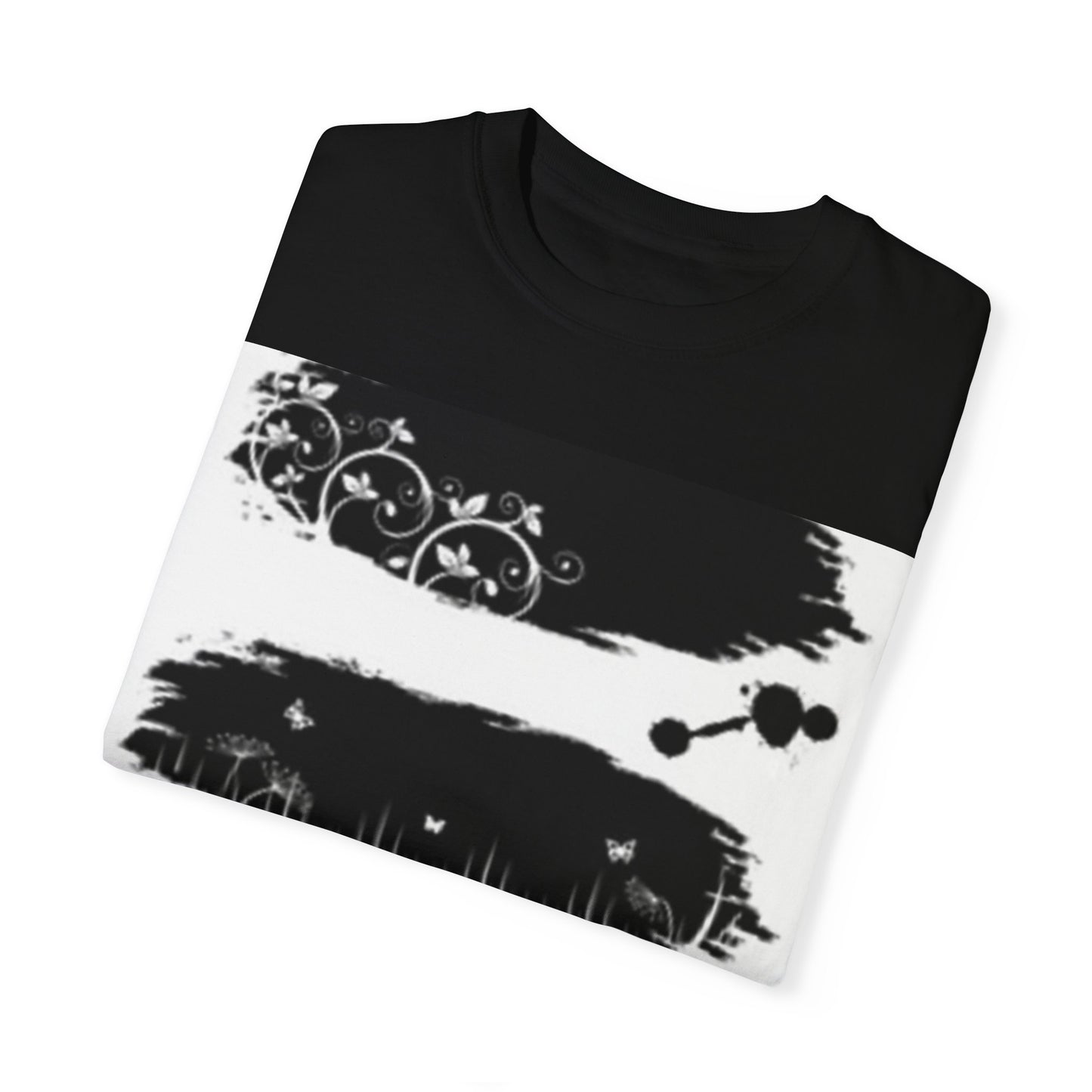 Artistic Unisex Garment-Dyed T-Shirt with Floral Design