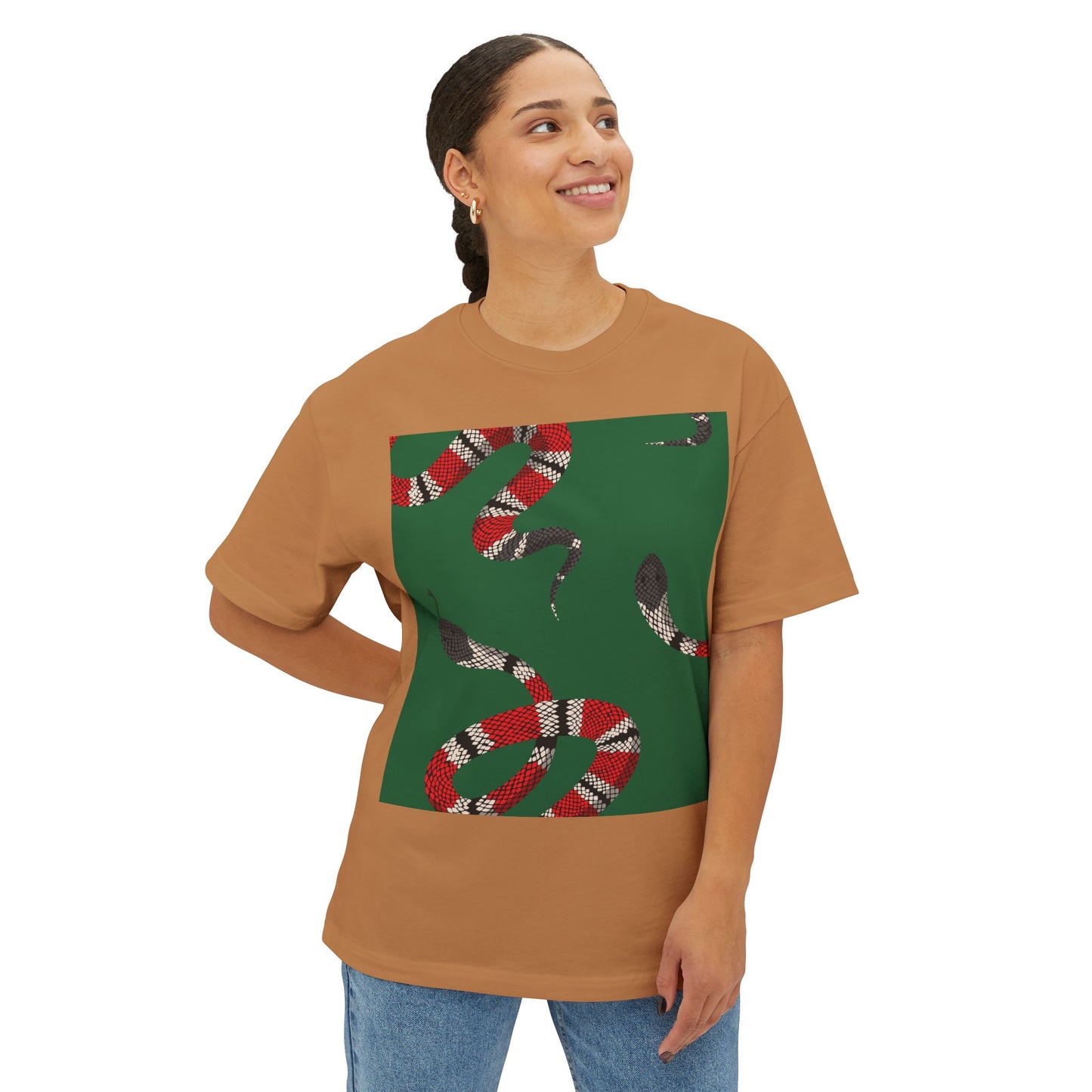 Wildlife Graphic Oversized T-Shirt - Snake & Owl Design