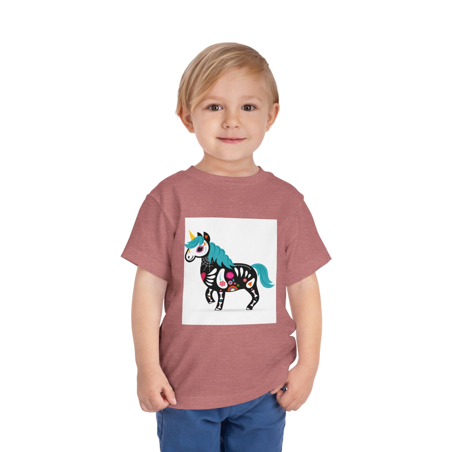 Toddler Skeleton Unicorn Tee - Cute Halloween Short Sleeve Shirt