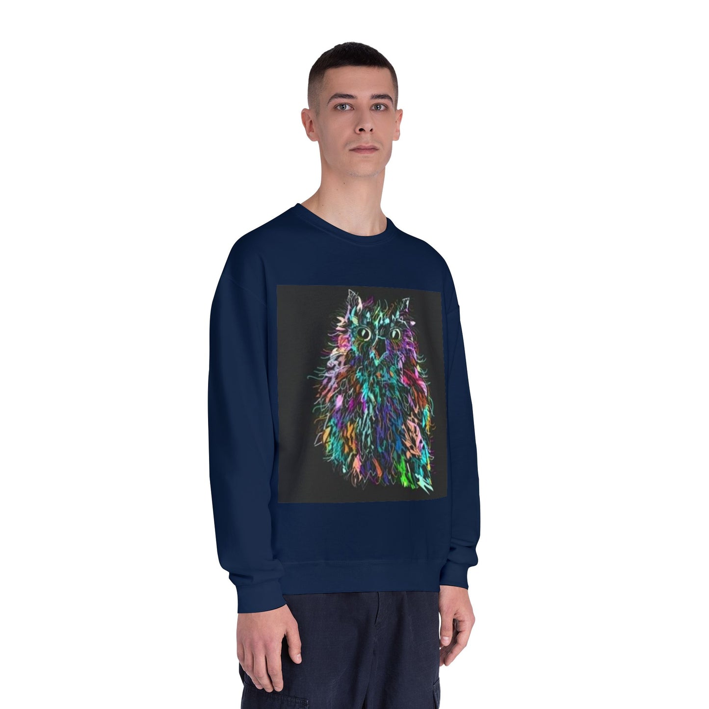 Colorful Cat Graphic Unisex Crewneck Sweatshirt