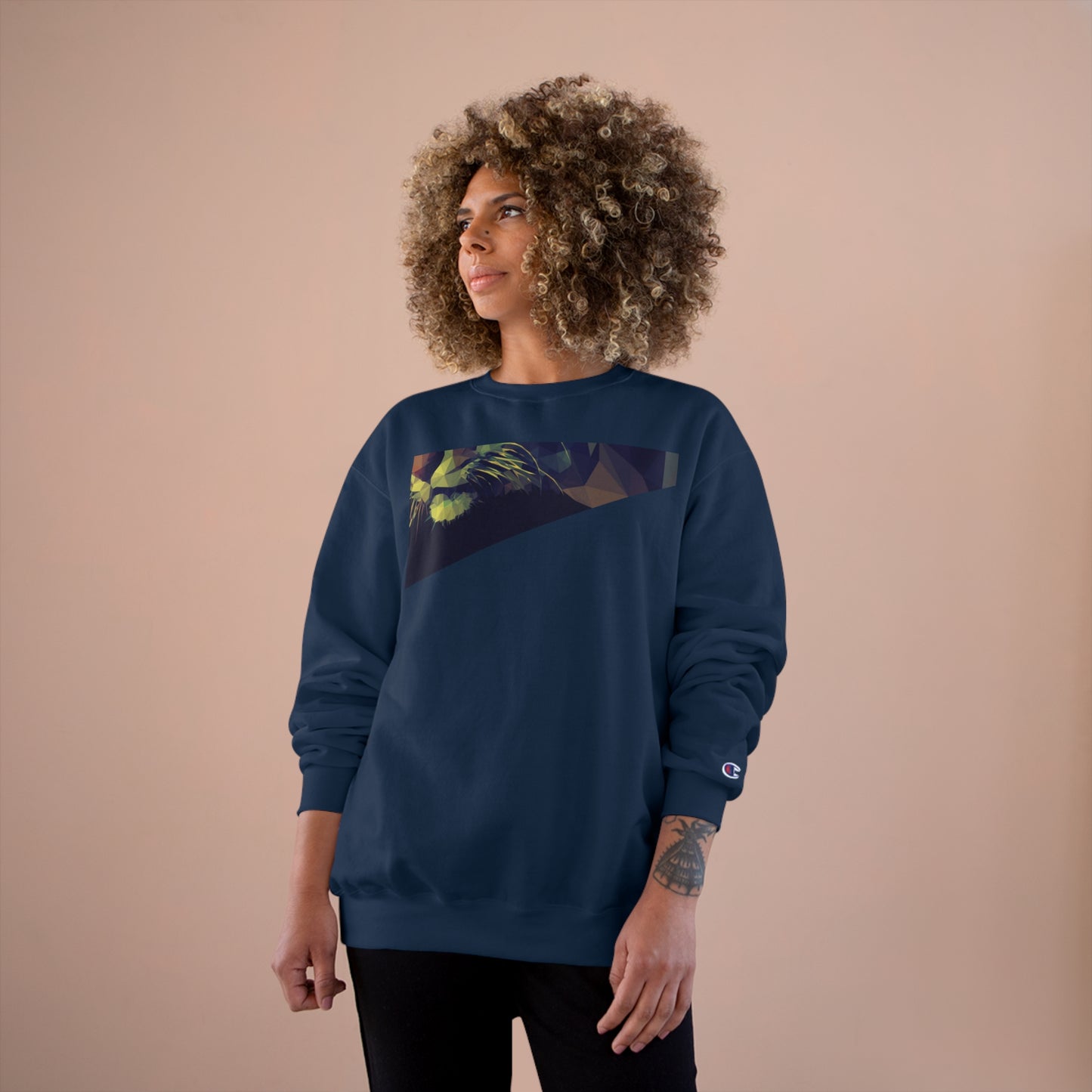 Geometric Cat Champion Sweatshirt - Cozy & Stylish Apparel for Cat Lovers