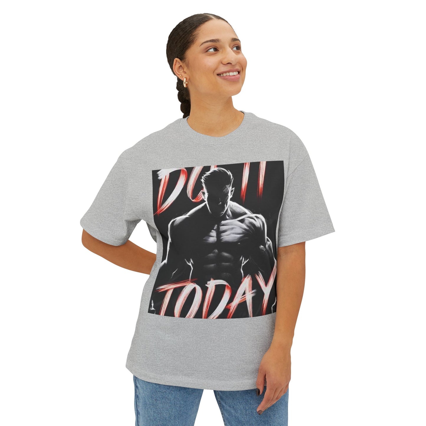 Motivational Oversized Boxy Tee - 'Do It Today' Graphic Tee for Fitness Enthusiasts