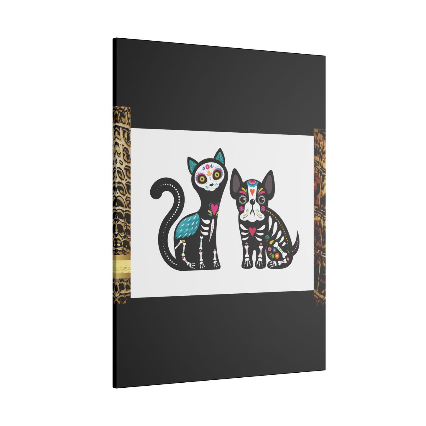 Day of the Dead Pet Canvas Art - Colorful Cat and Dog Wall Decor