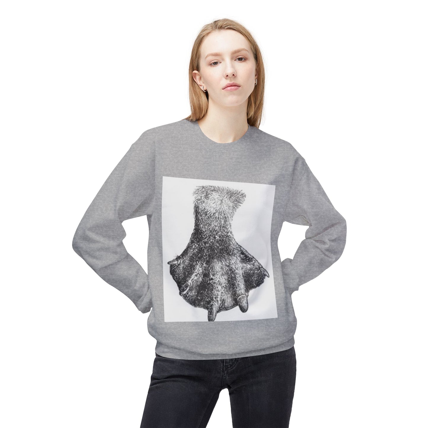 Artistic Fleece Crewneck Sweatshirt with Unique Dress Design