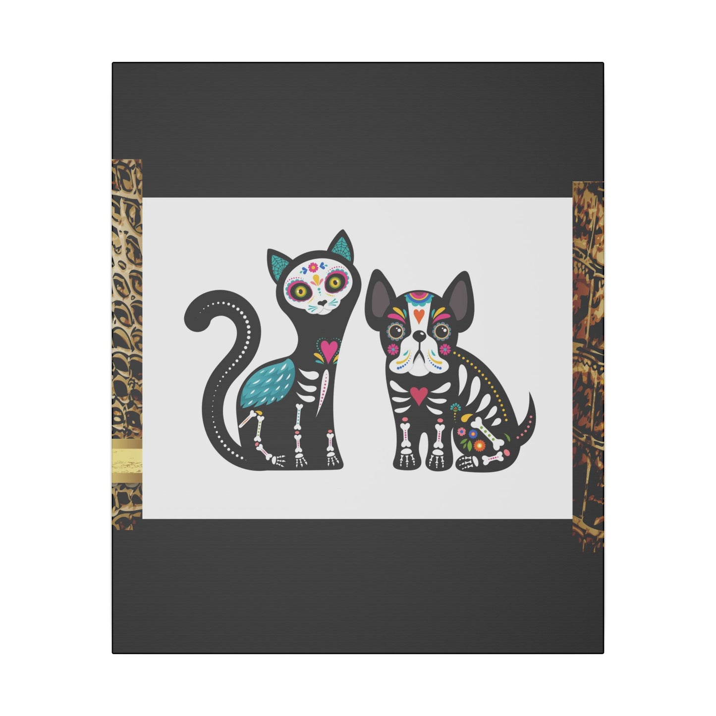 Day of the Dead Pet Canvas Art - Colorful Cat and Dog Wall Decor