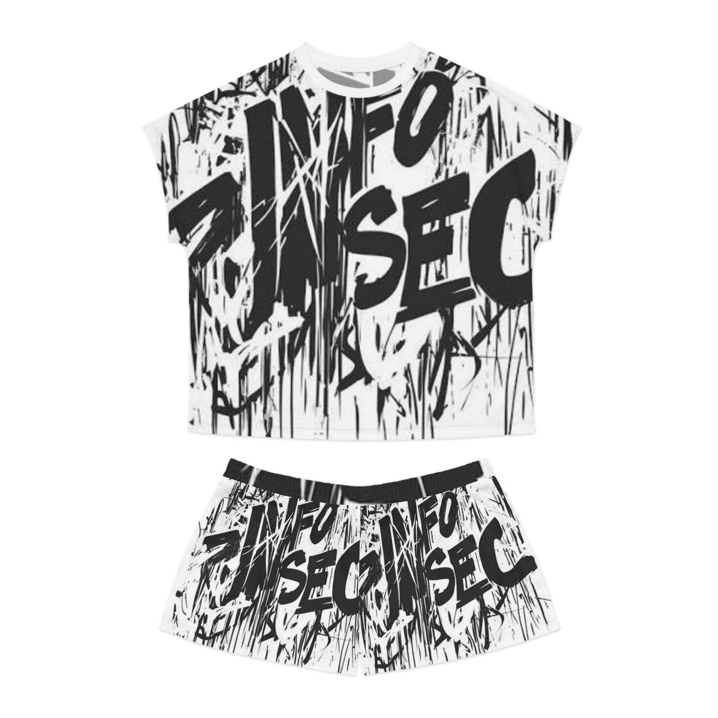 Chic Women's Short Pajama Set - Trendy Graphic Loungewear for Relaxation