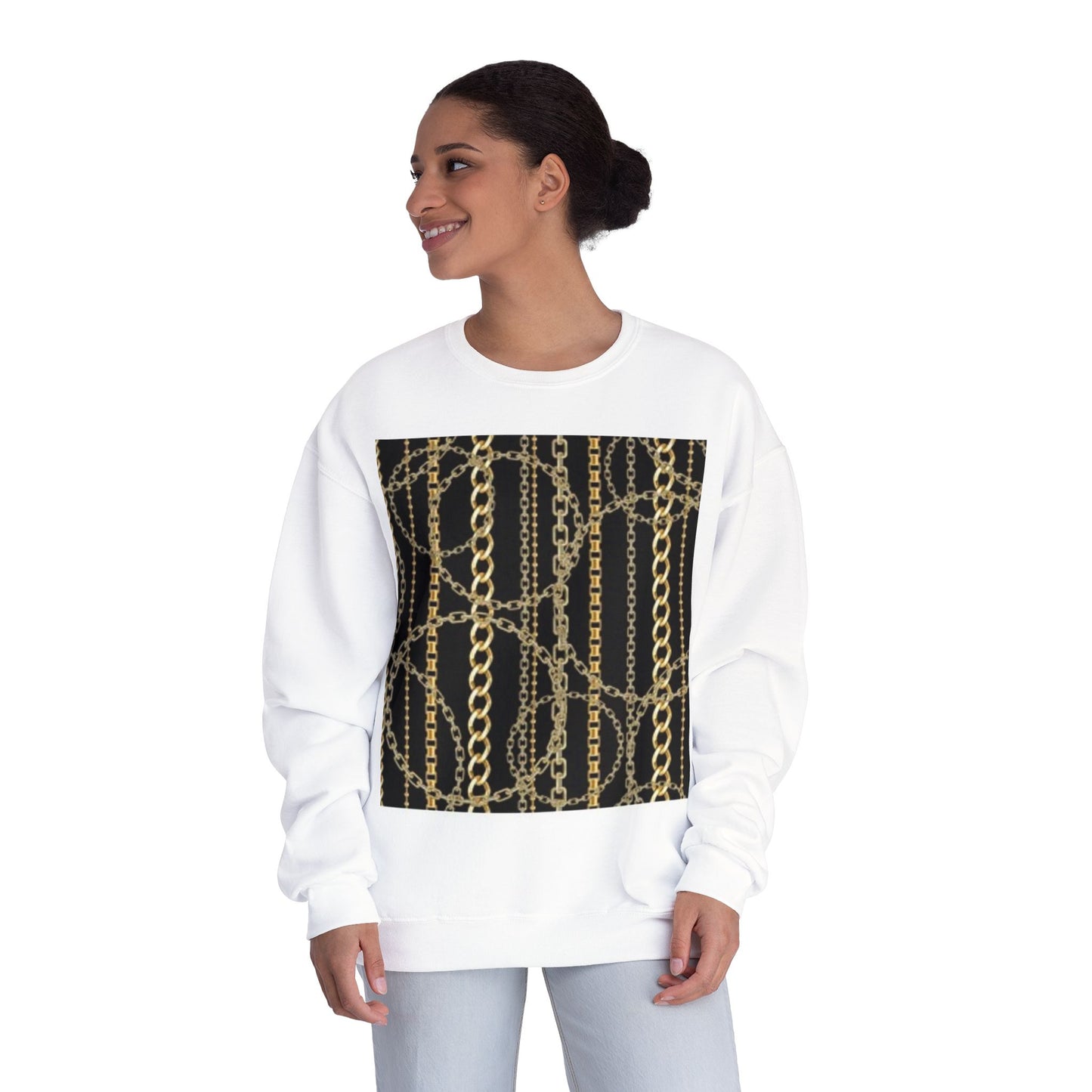 Chic Chain Pattern Unisex Crewneck Sweatshirt - Fashionable & Comfortable