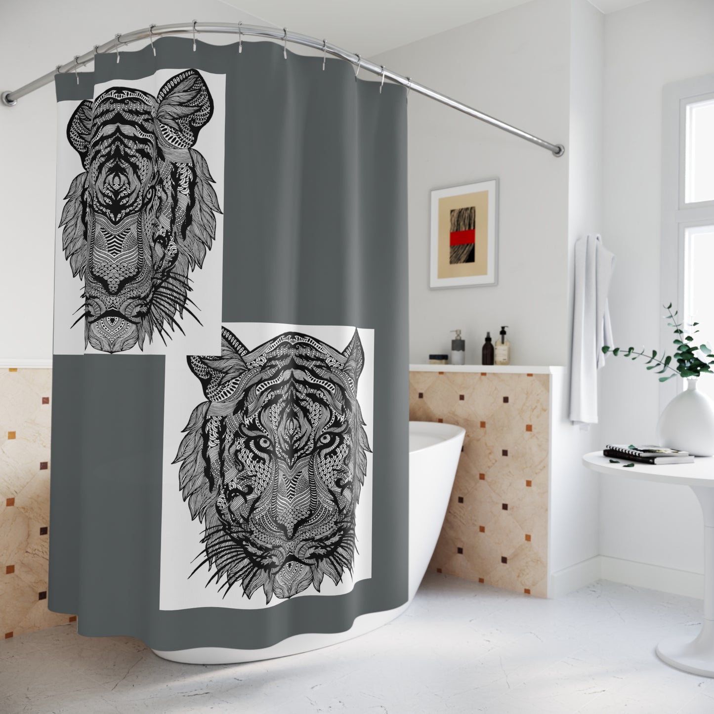 Majestic Tiger Shower Curtain - Artistic Bathroom Decor
