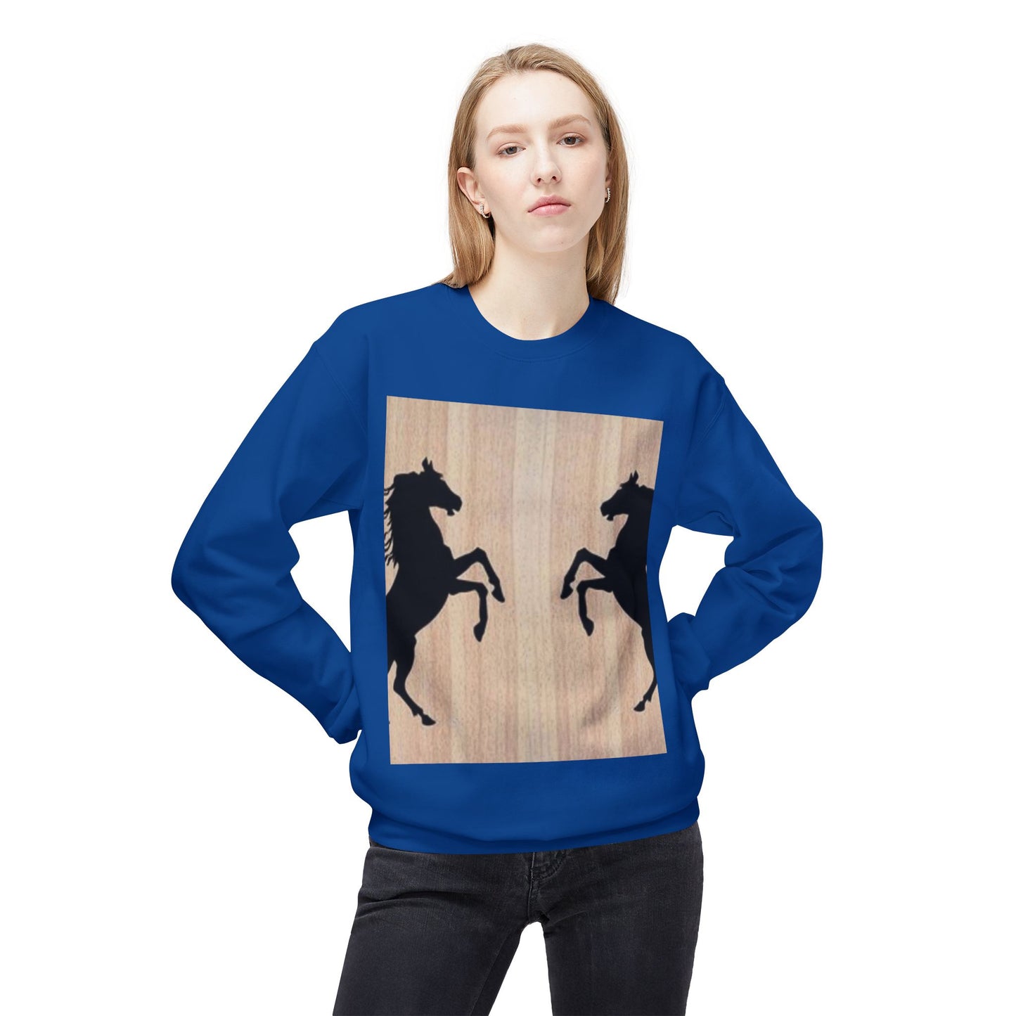 Equestrian Silhouette Fleece Sweatshirt - Perfect for Horse Lovers