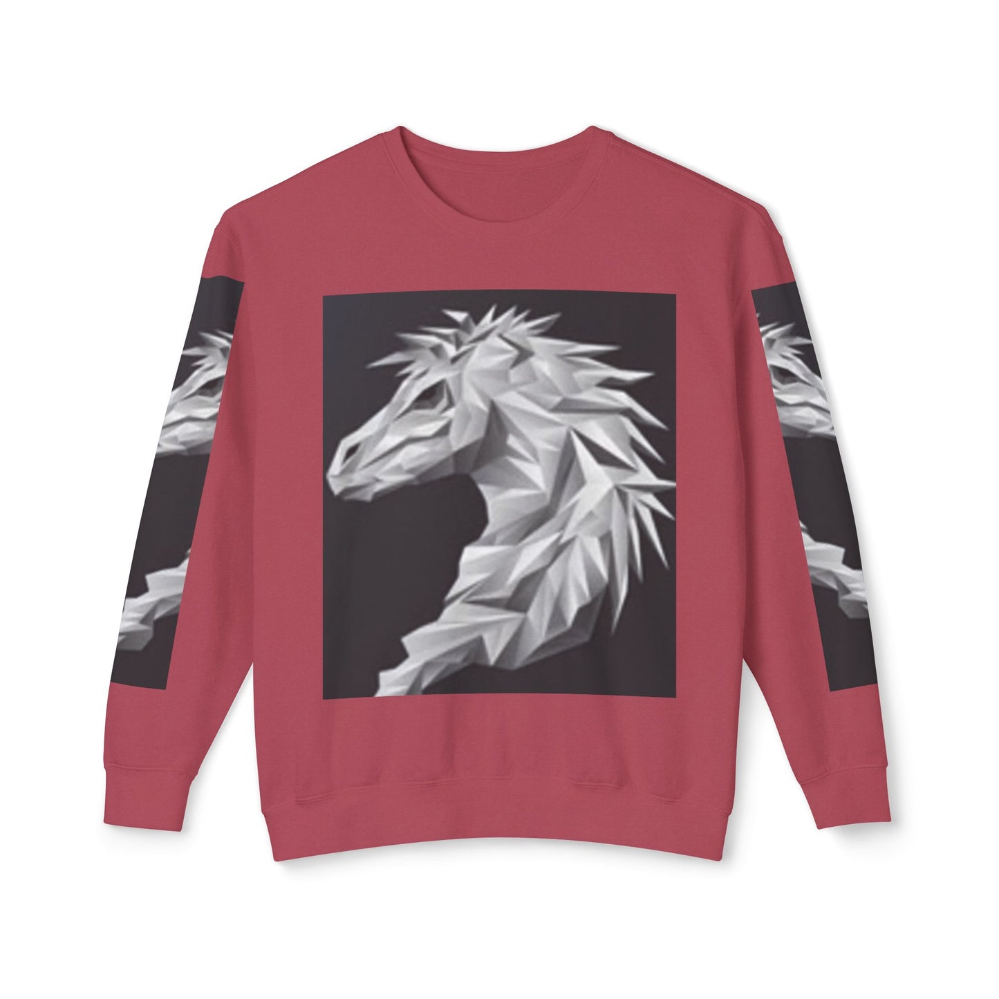 Unisex Lightweight Crewneck Sweatshirt - Stylish Geometric Horse Design
