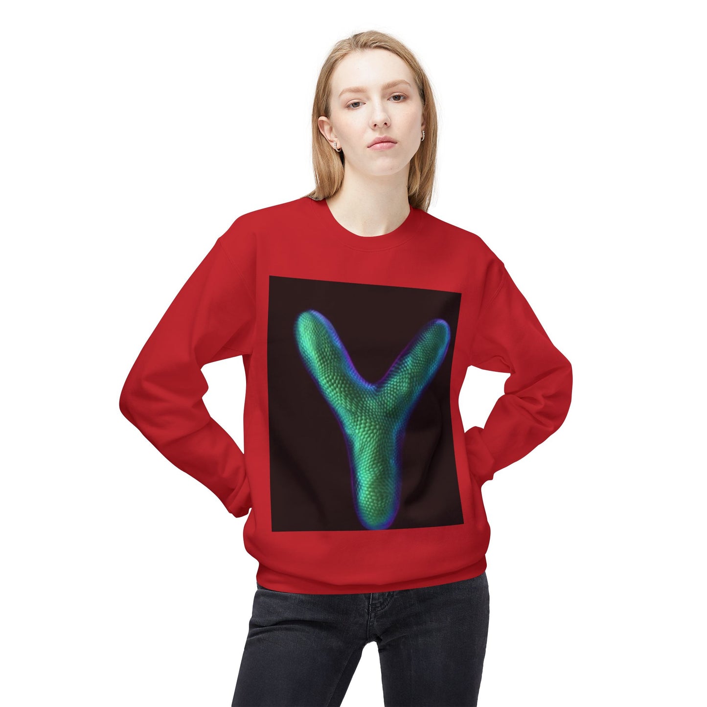 Unisex Y Graphic Fleece Crewneck Sweatshirt - Cozy Modern Style