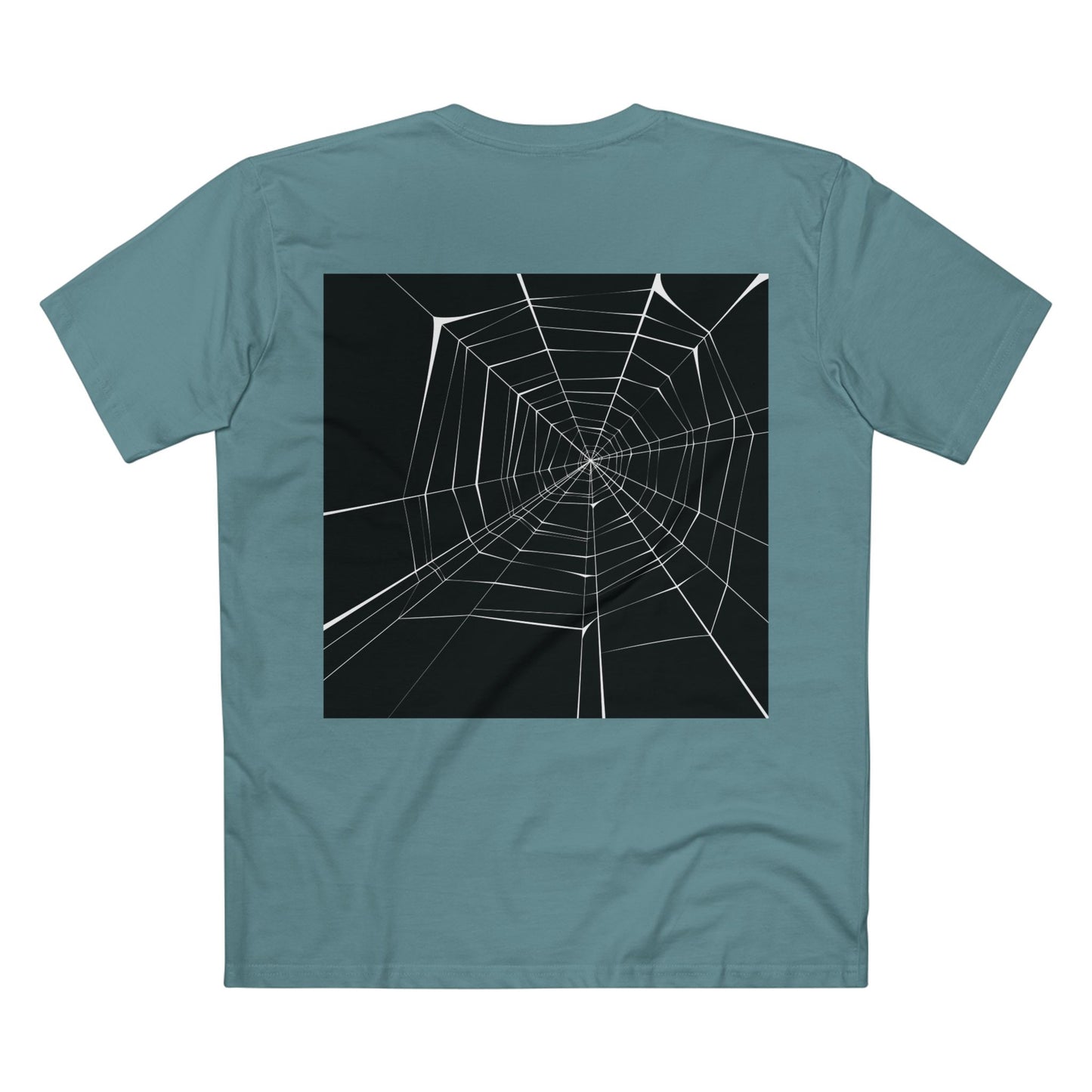 Geometric Deer & Spider Web Adult Staple Tee - Nature-Inspired Graphic T-Shirt for Outdoor Enthusiasts