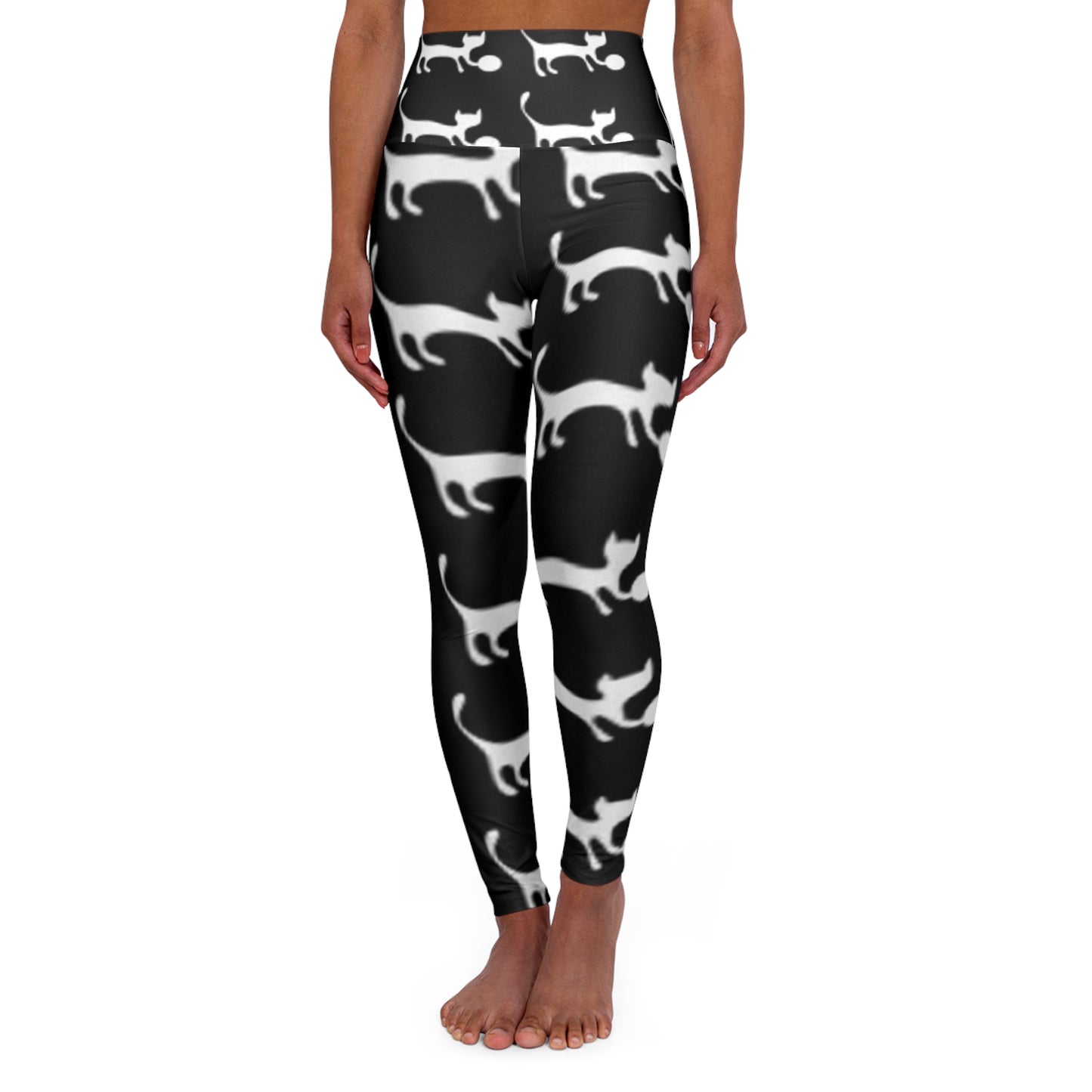 Black Cat High Waisted Yoga Leggings for Pet Lovers