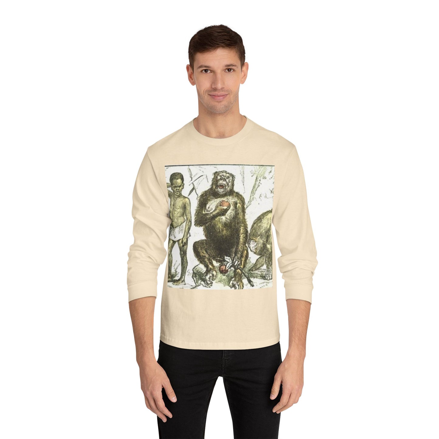 Artistic Long Sleeve T-Shirt - Unique Vintage Animal Illustration