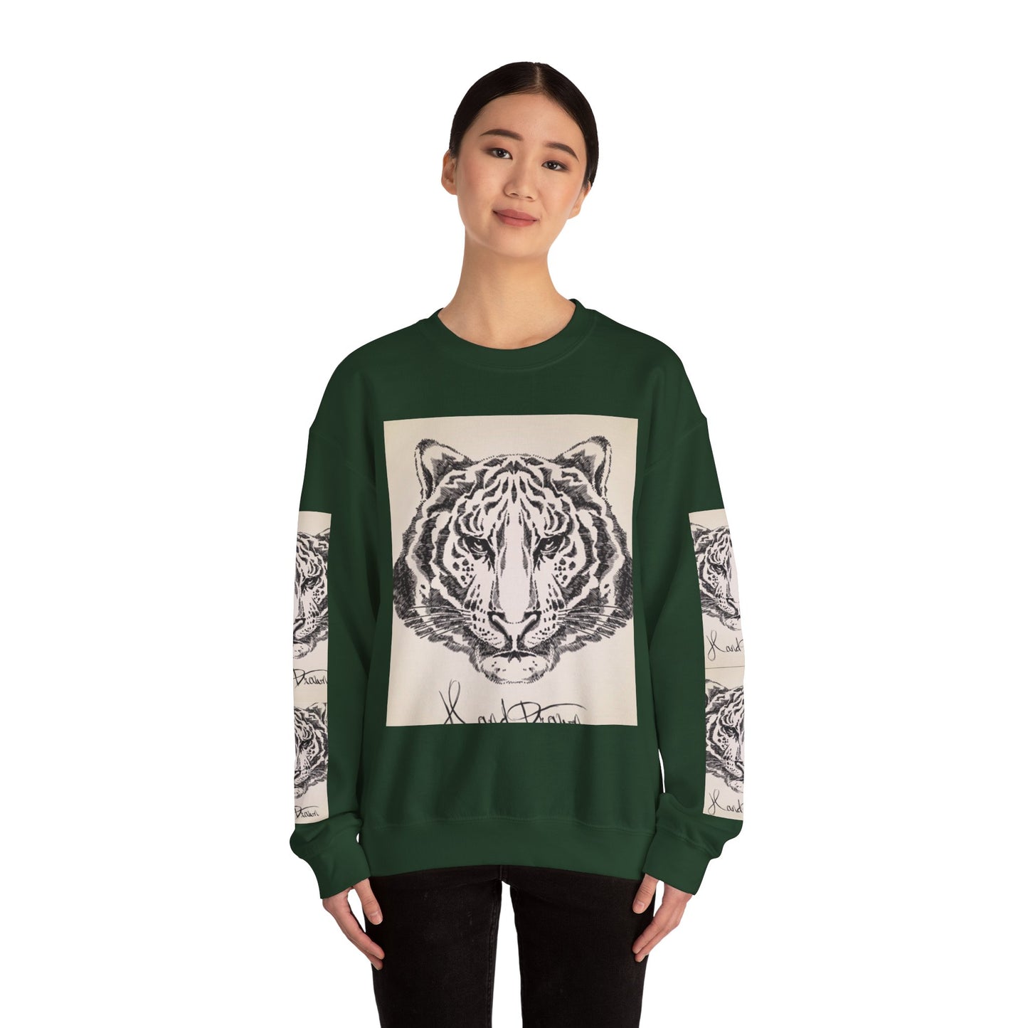 Artistic Tiger Print Crewneck Sweatshirt – Unisex Heavy Blend