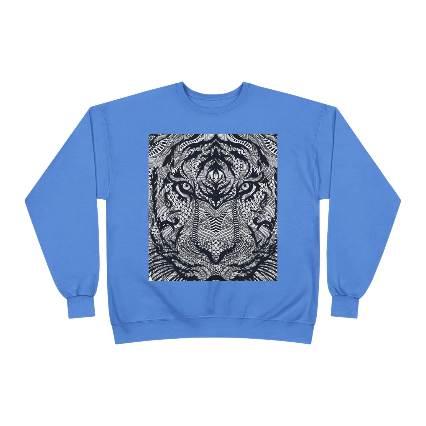 Unisex EcoSmart Tiger Graphic Crewneck Sweatshirt - Bold Black & White Design