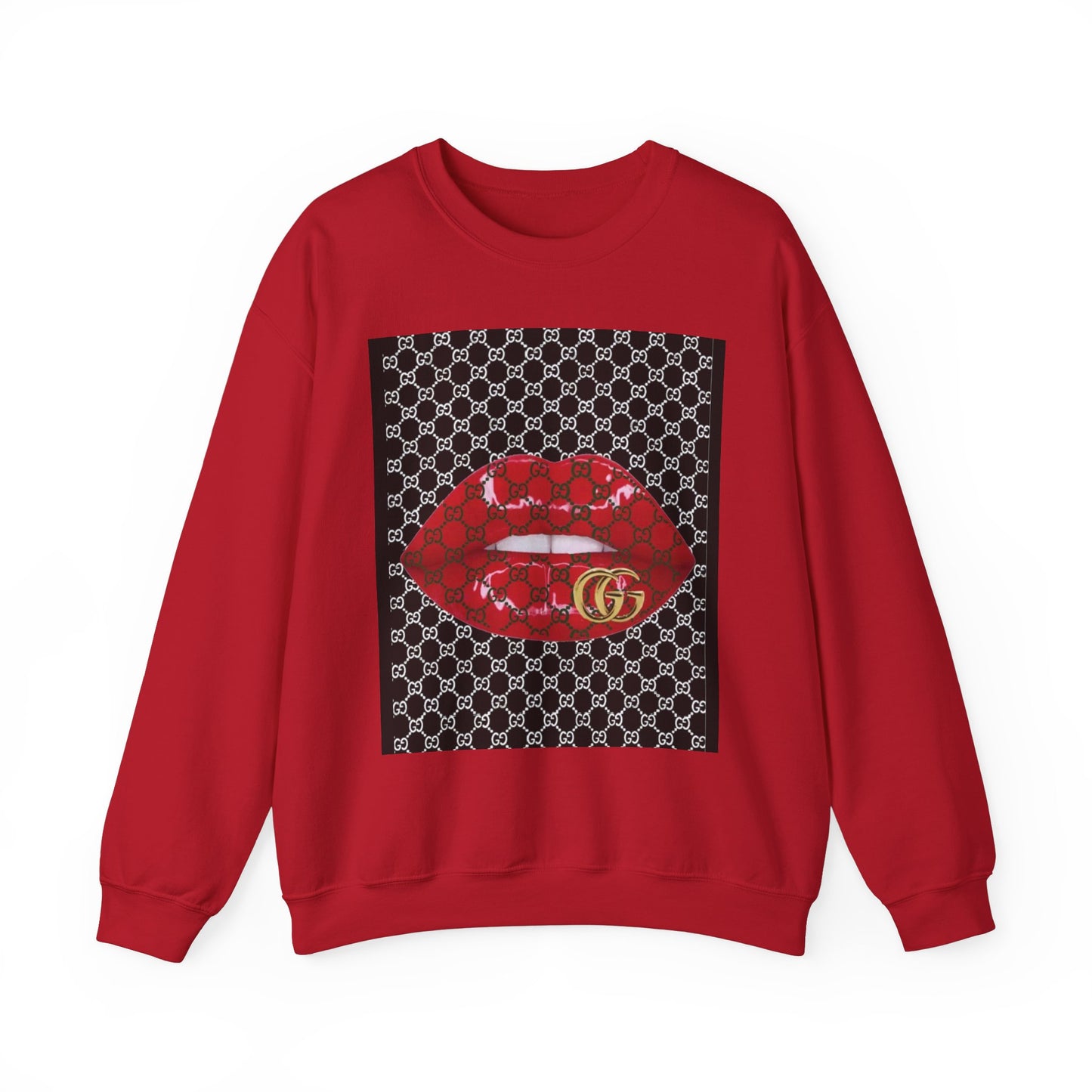 Trendy Unisex Graphic Crewneck Sweatshirt with Lip Design