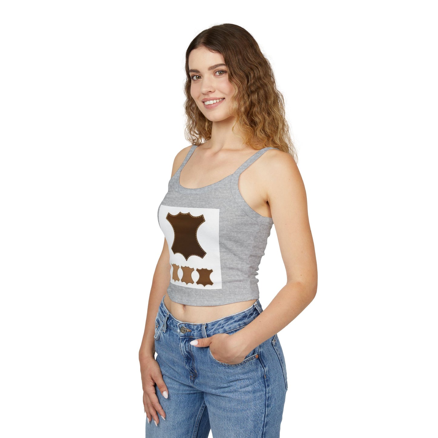 Stylish Women's Spaghetti Strap Tank Top with Leather Design