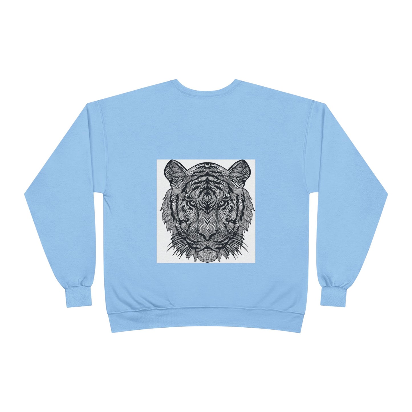 Unisex EcoSmart Tiger Graphic Crewneck Sweatshirt - Bold Black & White Design
