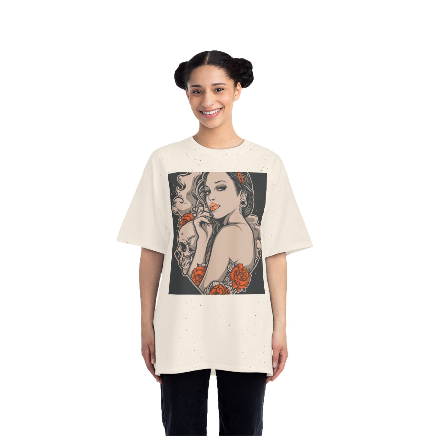 Edgy Vintage Floral Skull T-Shirt - Unisex Short Sleeve