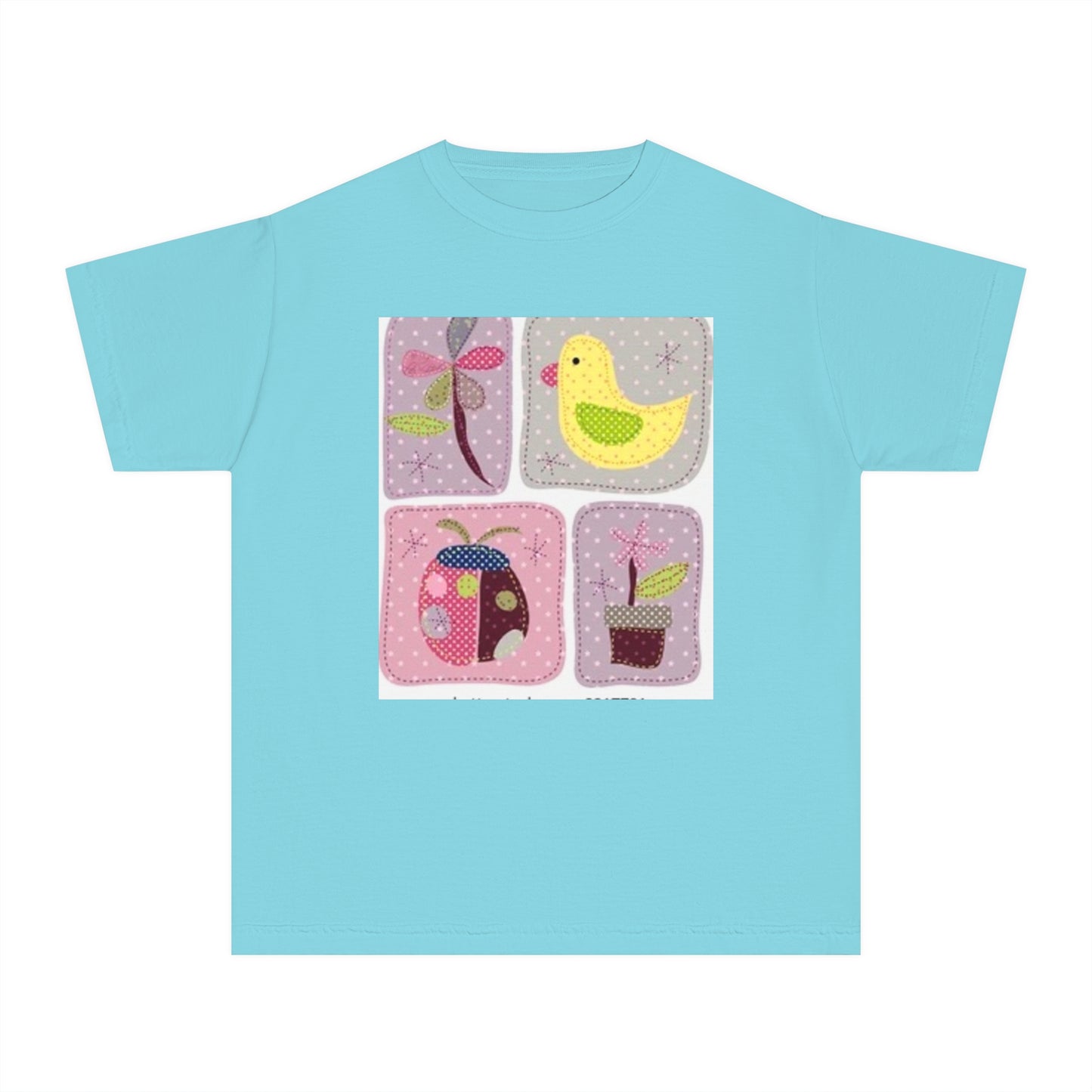 Whimsical Youth Midweight Tee with Cute Bird and Nature Designs