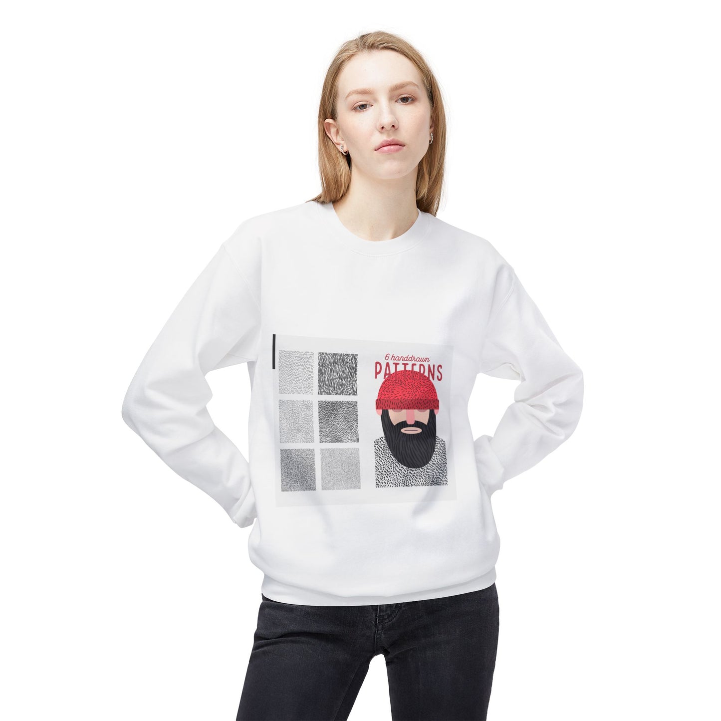 Beard Patterns Unisex Fleece Crewneck Sweatshirt - Cozy & Stylish