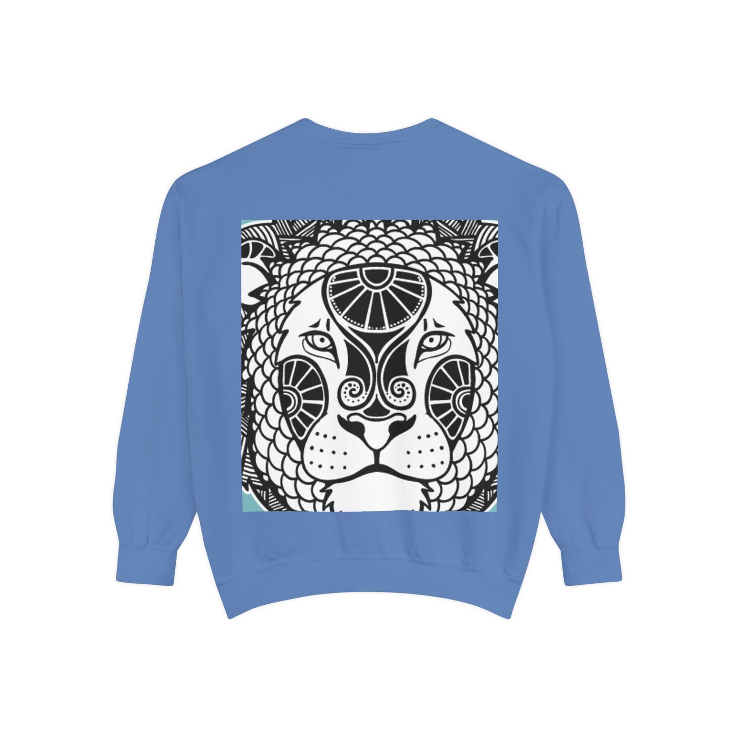 Bohemian Lion Unisex Garment-Dyed Sweatshirt - Cozy & Stylish Animal Graphic Tee for Nature Lovers