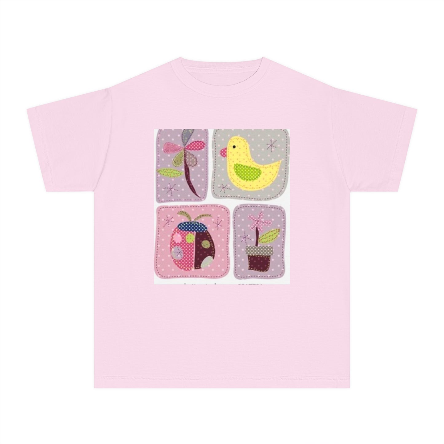 Whimsical Youth Midweight Tee with Cute Bird and Nature Designs