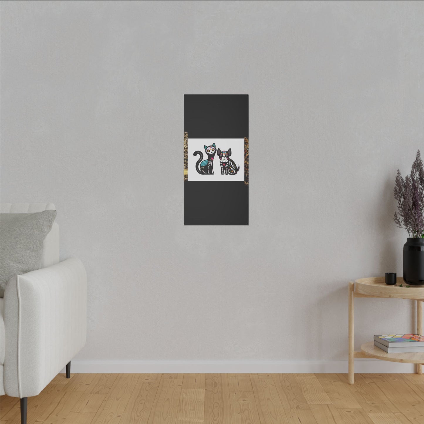 Day of the Dead Pet Canvas Art - Colorful Cat and Dog Wall Decor