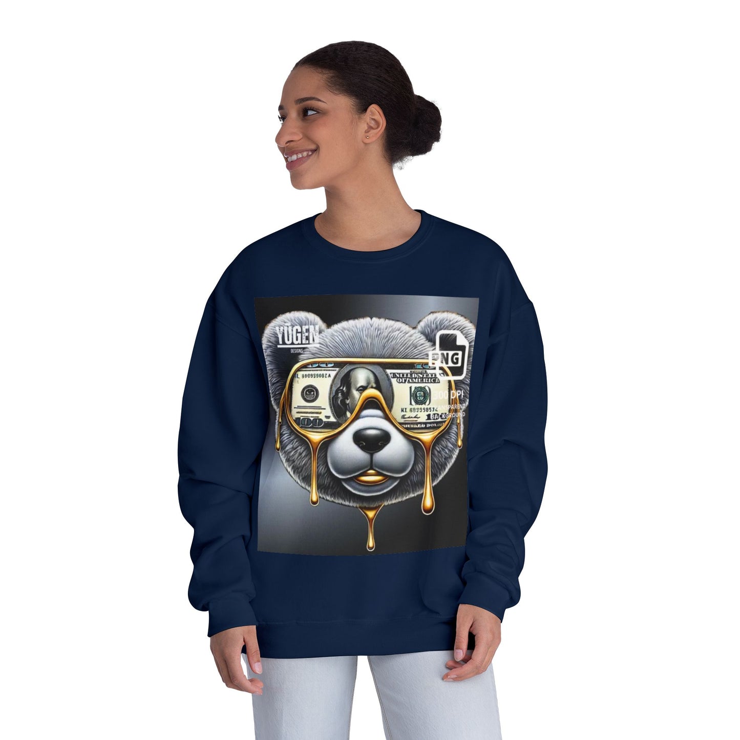 Yūgen Bear Drip Unisex Crewneck Sweatshirt - Cozy Streetwear