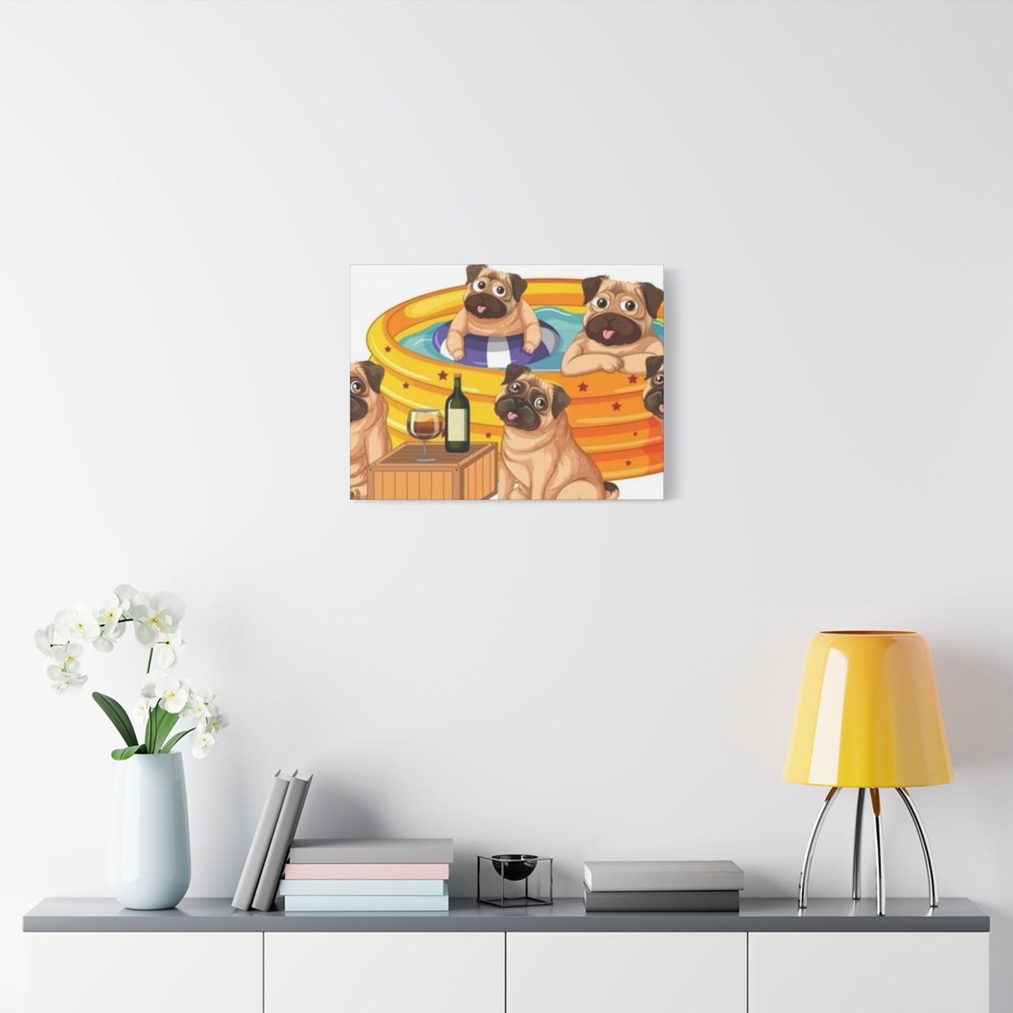 Pug Pool Party Canvas Art - Fun Pet Decor