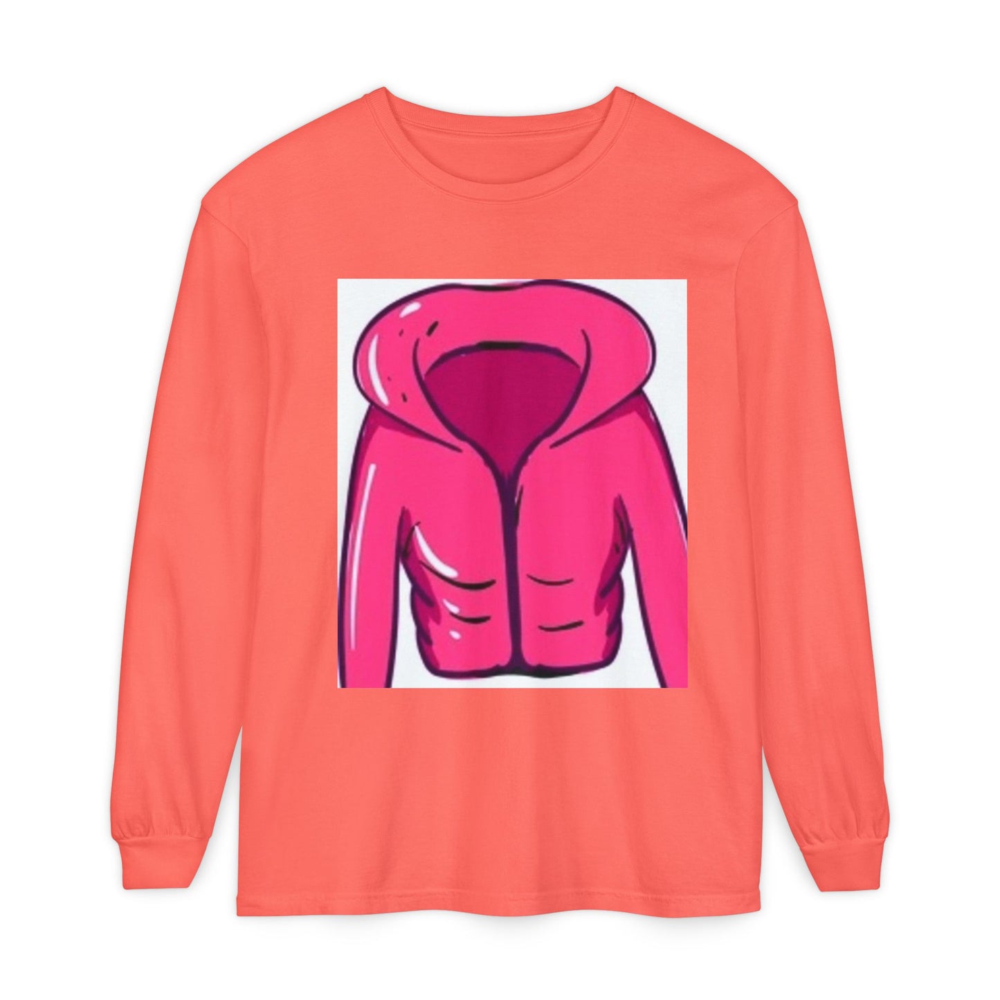 Unisex Garment-Dyed Long Sleeve T-Shirt - Cute Hoodie Print for Casual Wear