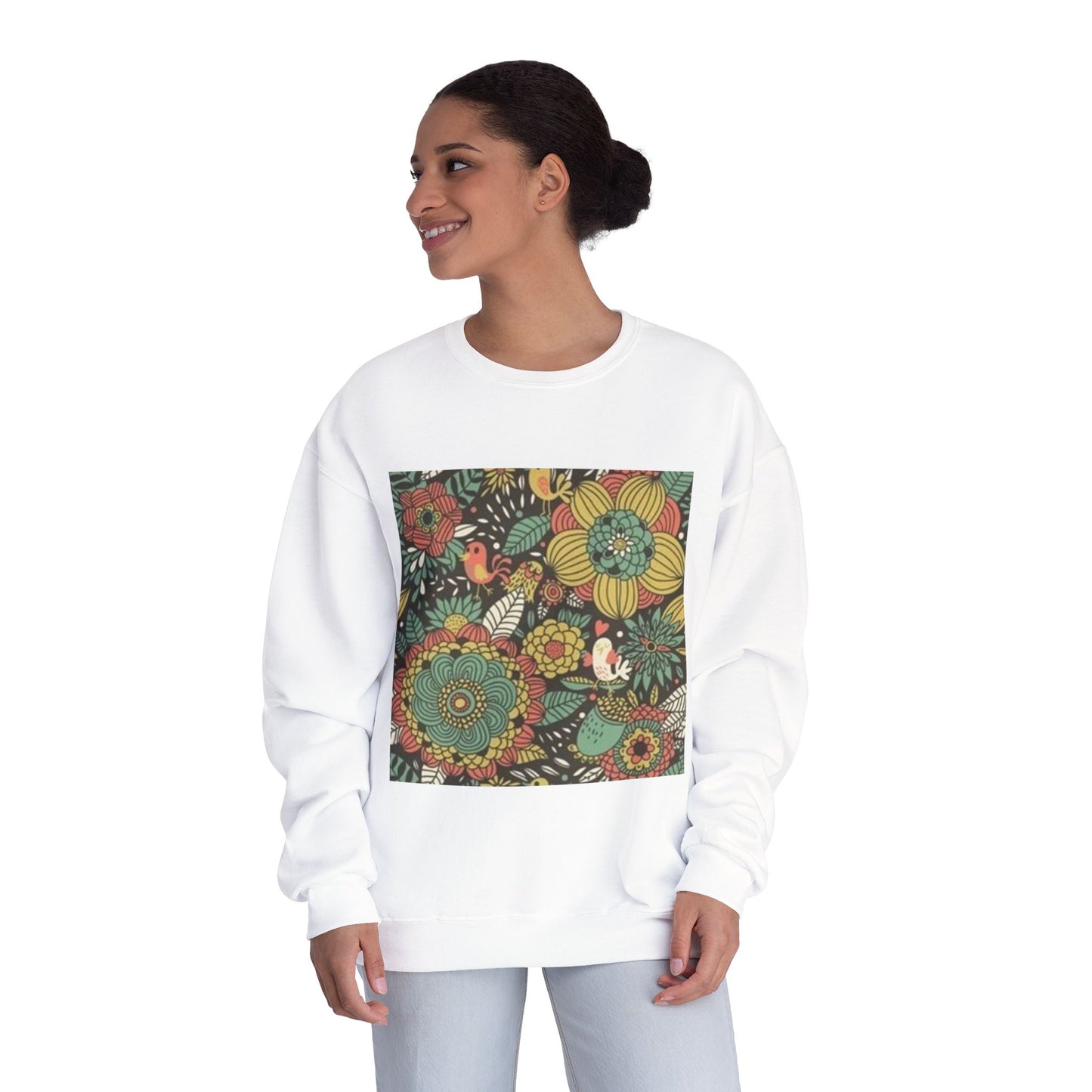 Vibrant Floral Unisex Crewneck Sweatshirt - Cozy Nature-Inspired Apparel