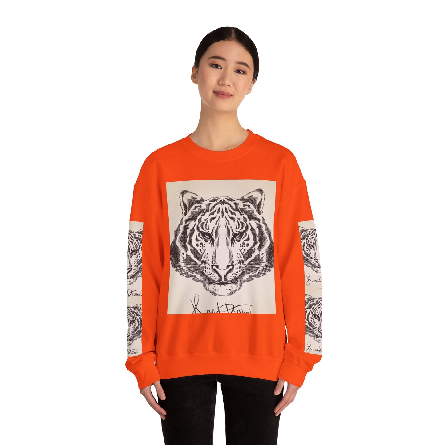 Artistic Tiger Print Crewneck Sweatshirt – Unisex Heavy Blend