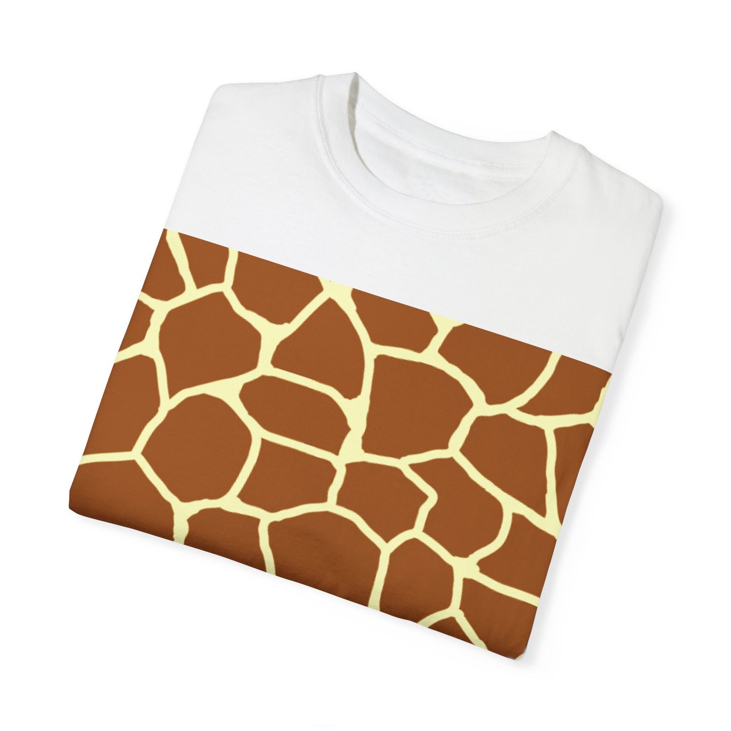 Unisex Giraffe Print Garment-Dyed T-Shirt - Animal Lover Tee