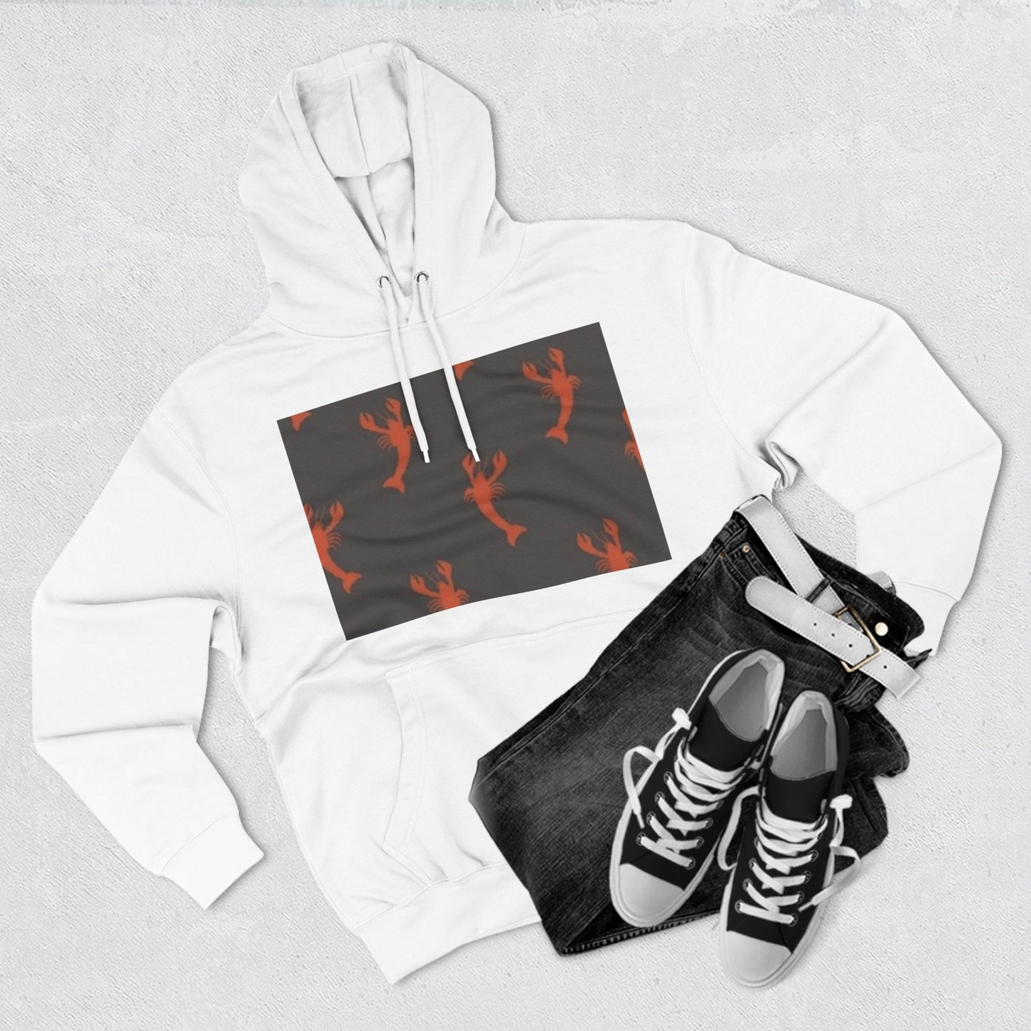 Lobster Print Fleece Hoodie - Perfect for Seafood Lovers