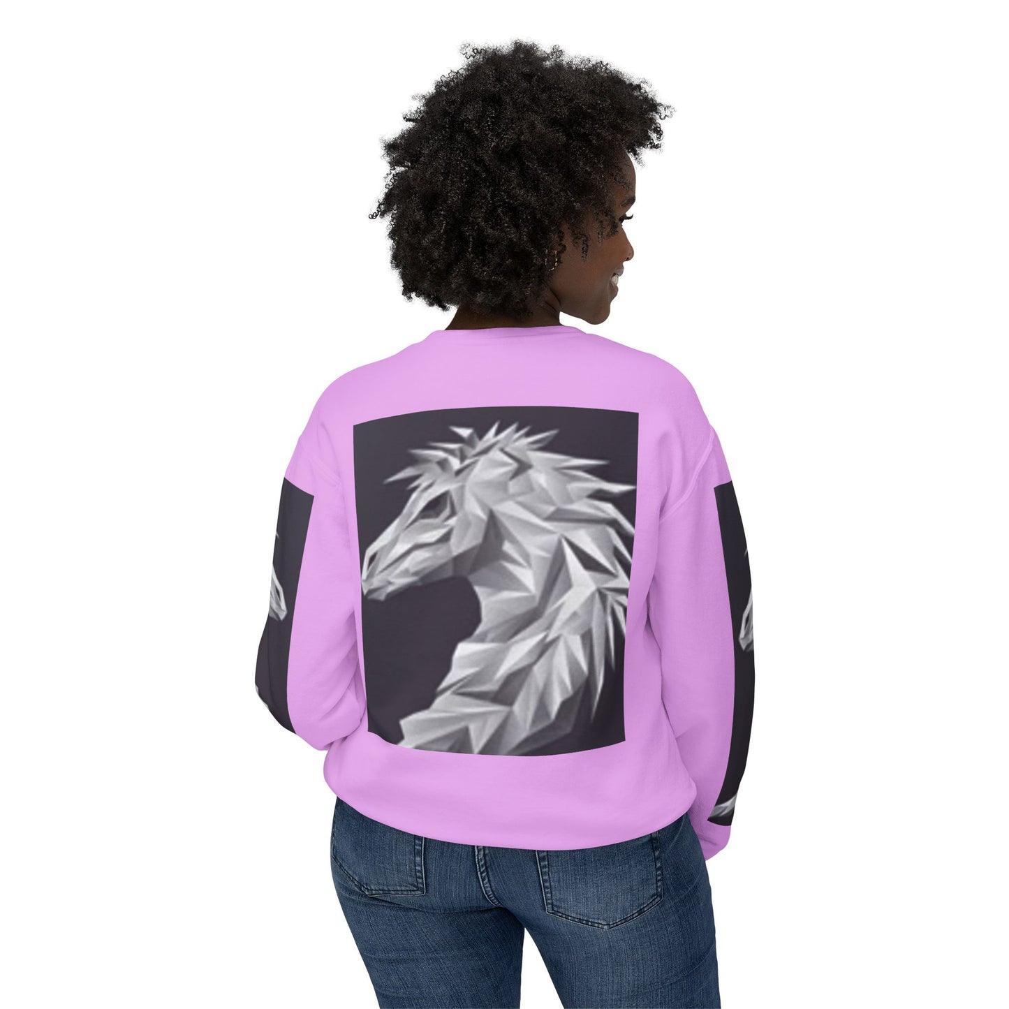 Unisex Lightweight Crewneck Sweatshirt - Stylish Geometric Horse Design