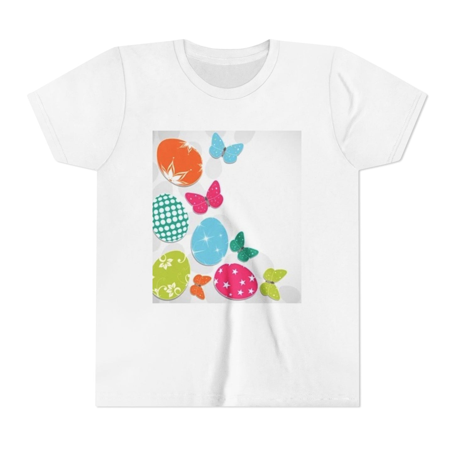 Colorful Butterfly and Egg Youth Tee - Perfect for Spring Celebrations