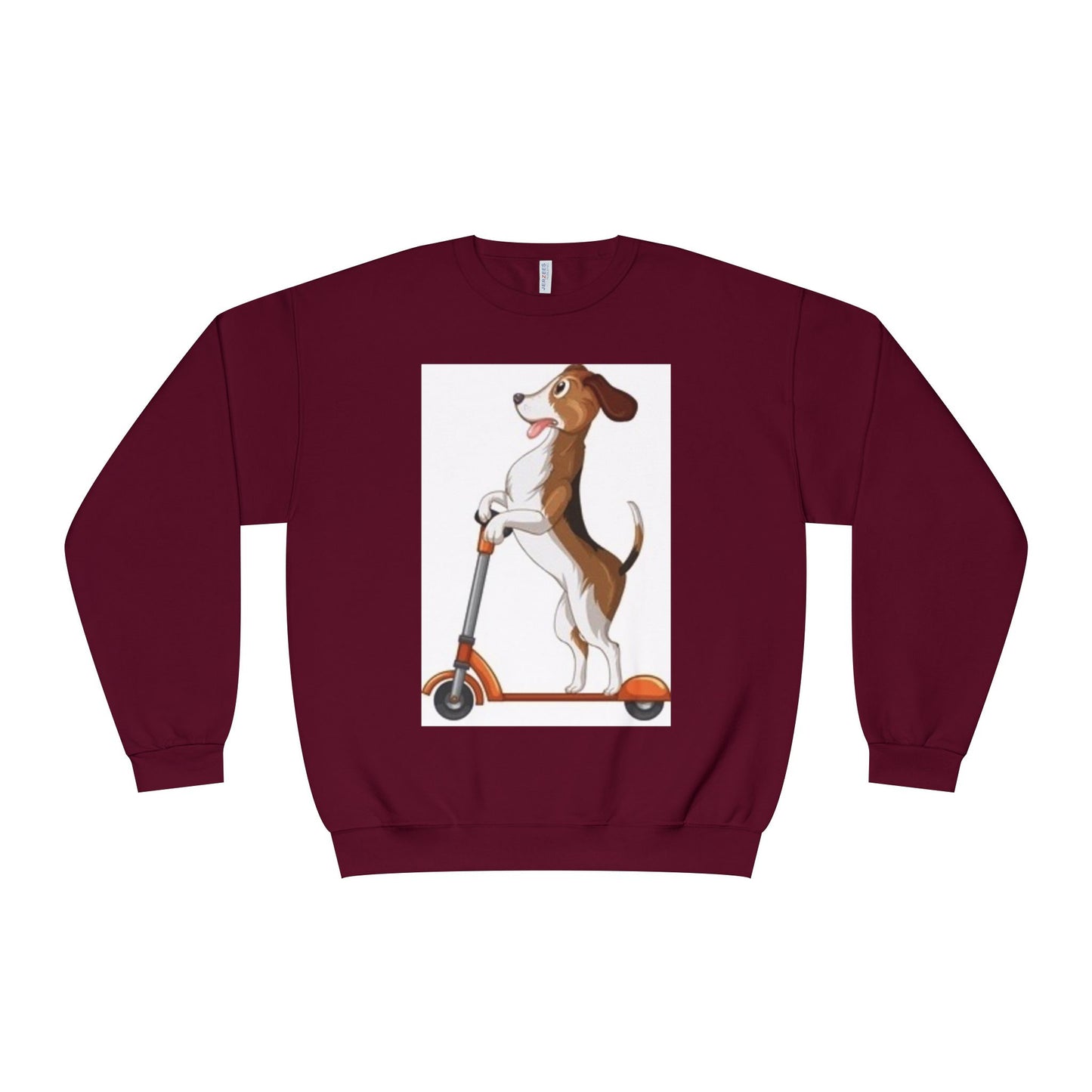 Dog Lover Crewneck Sweatshirt - Fun Beagle on Scooter Design