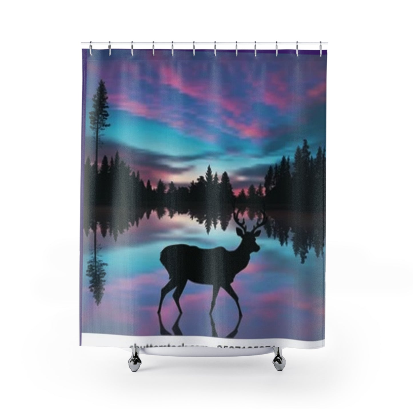 Serene Nature Shower Curtain - Vibrant Silhouette Design for a Calming Bathroom Atmosphere