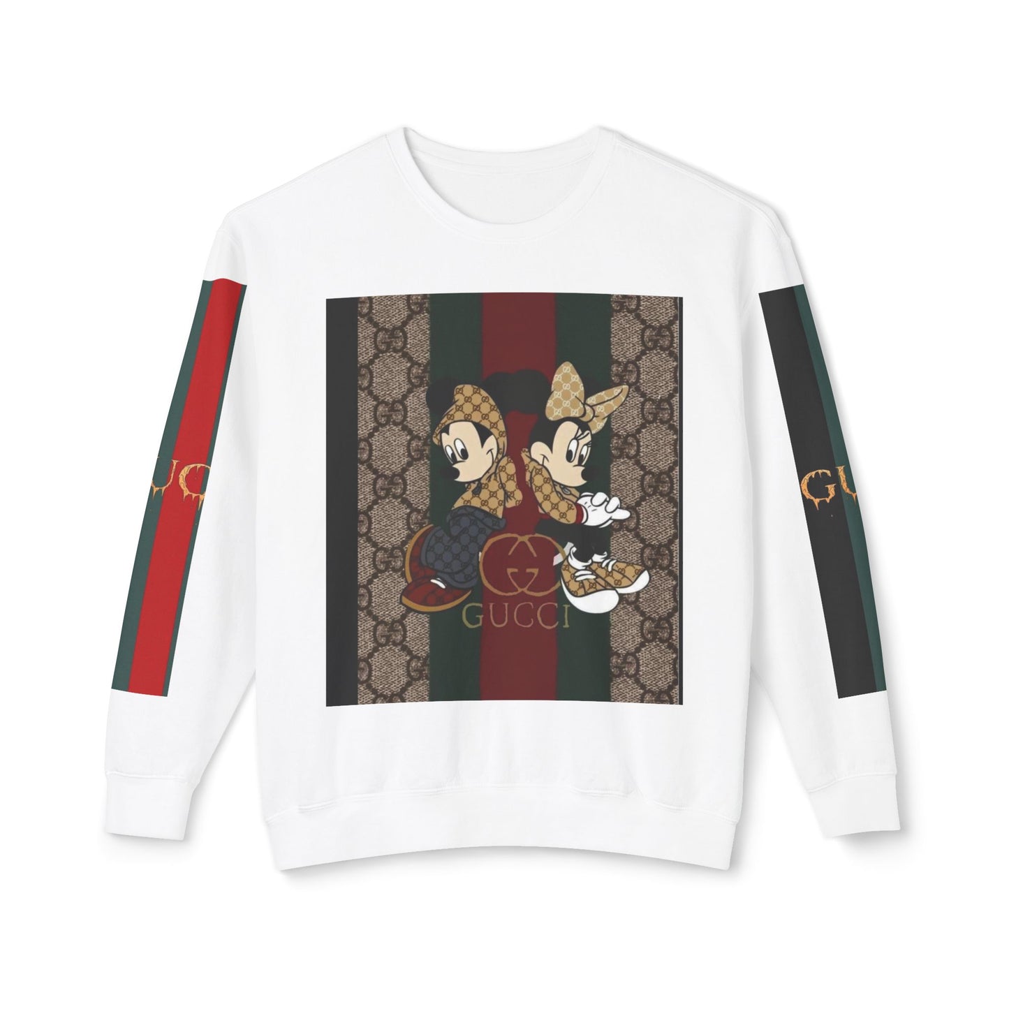 Gucci Inspired Unisex Crewneck Sweatshirt with Mickey & Minnie Design
