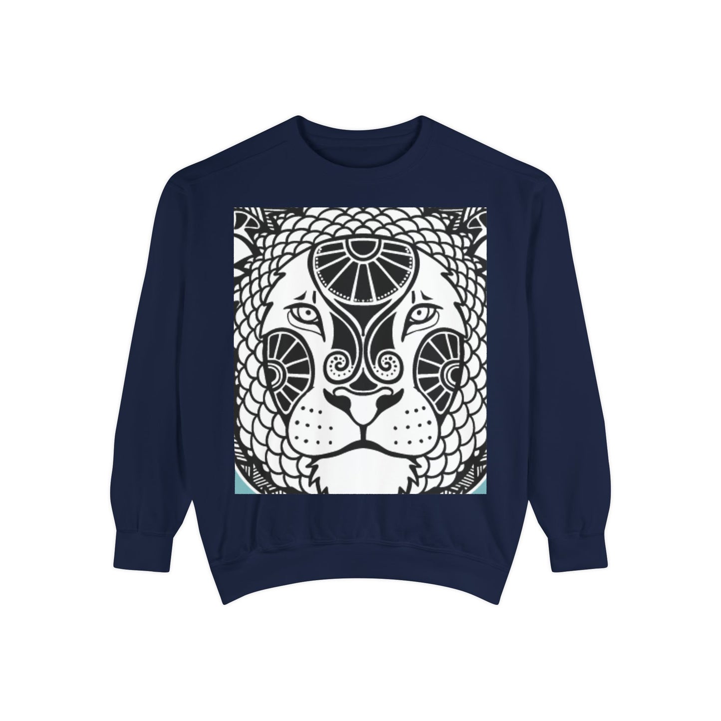 Bohemian Lion Unisex Garment-Dyed Sweatshirt - Cozy & Stylish Animal Graphic Tee for Nature Lovers