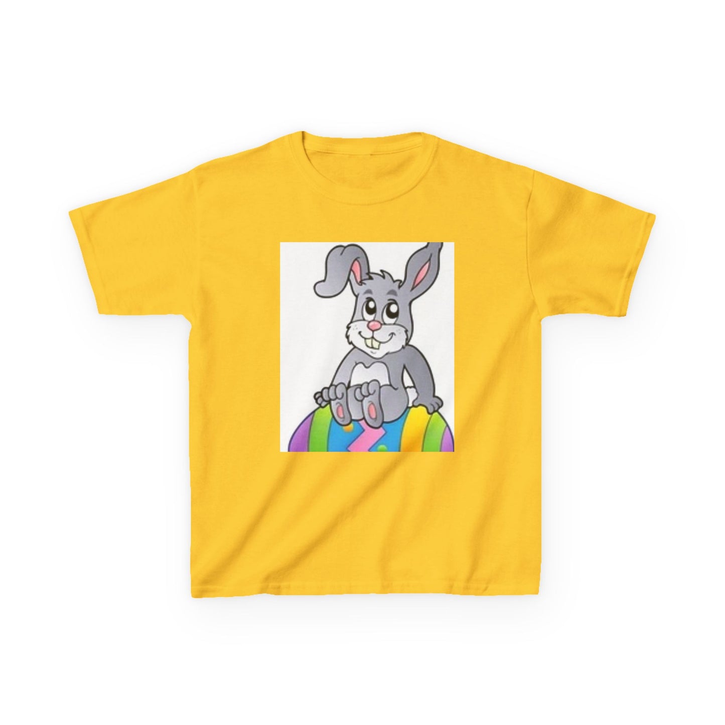 Colorful Bunny Kids Heavy Cotton Tee - Fun Spring T-Shirt for Easter Celebrations
