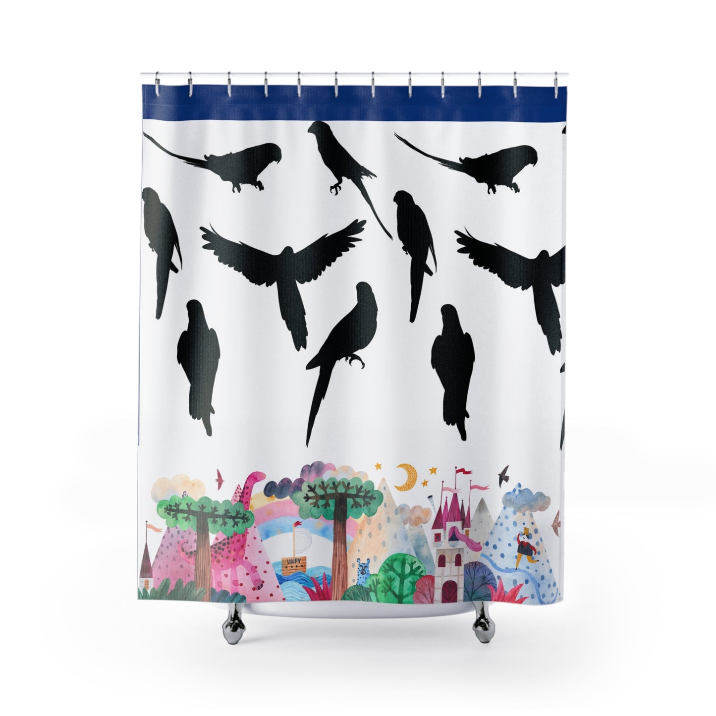 Whimsical Bird Shower Curtain – Enchanting Nature Decor for Bathrooms